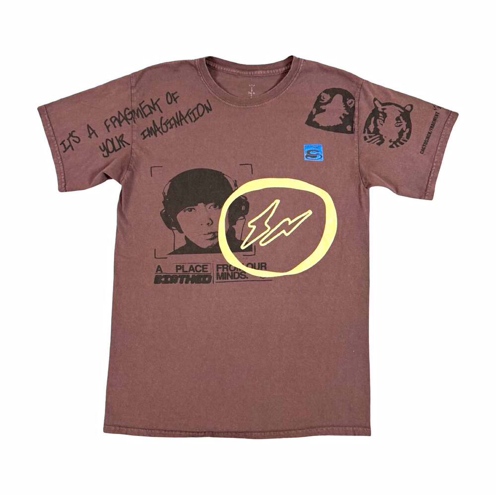 Travis Scott Cactus Jack Brown Graphic Logo Crew Neck Short Sleeve T Shirt M
